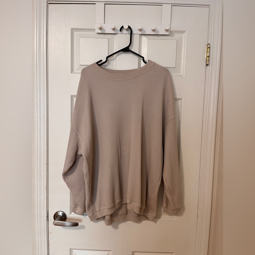 Cozy Beige Waffle Sweater
